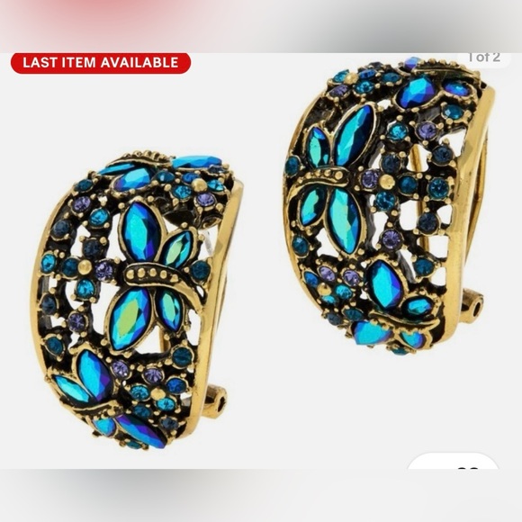 Heidi Daus Jewelry - Heidi Daus "Fantasy in Flight" Crystal Dragonfly Earrings-Blue-Pierced like new